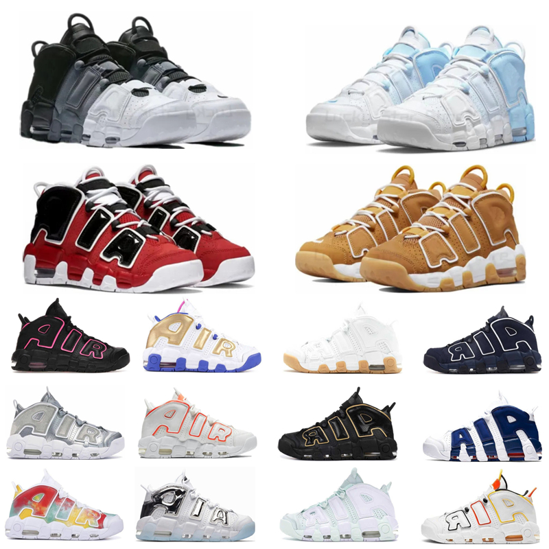 White Varsity Red Scottie Pippen Basketball Shoes with Socks Uptempos Women Mens Trainers University Blue Unc Black Lucky Charms Sunset