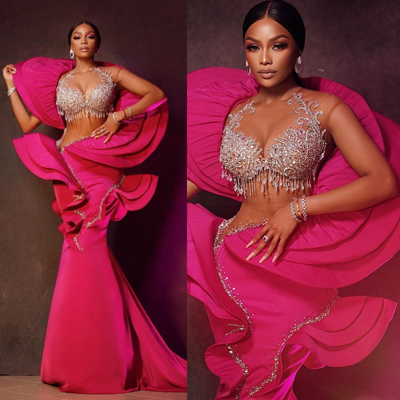 Lastest Aso Ebi Prom Fuia Mermaid Beading Unique Design Evening Dresses African Arabic Second Reception Birthday Party Gowns Gala Pageant Gown St363 6