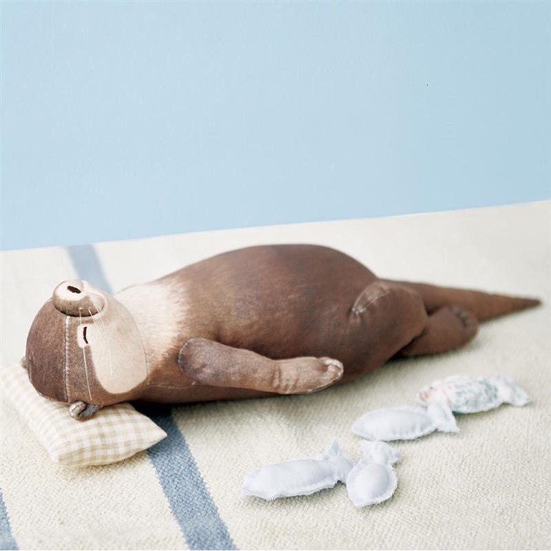Plush Dolls 40cm Cute Otter Stuffed Cotton Pencil Case Wrist Pad Pillow Soft Toy Sea Animal Doll Kids Gifts 230427