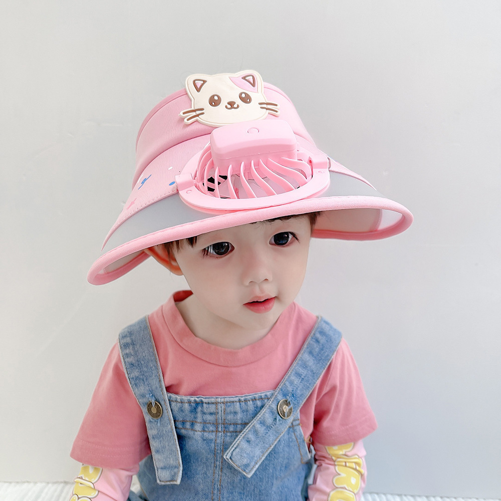 Caps Hats 3-12 Years Sun Visors Hat with Fan for Baby Boy Girl - Fan Visor Hat Three Gear Large Area Sun Protection Children's Summer Cap 230427