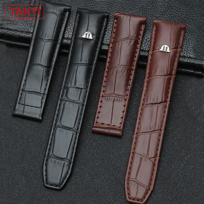 Watch Bands Genuine leather watch strap 20mm 22mm for MAURICE LACROIX watchband folding buckle leisure business cow bracelet 230426