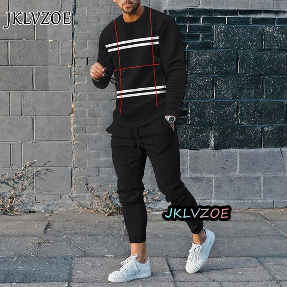 Men's Tracksuits Fashion 3D Print Casual Male Clothes Oversized Tracksuits 2 Piece Suit Men's Long Sleeve T-shirt Set Sports Pants Outfit 23