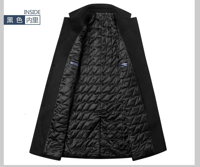 Men's Fur Faux Winter Jacket for Men Classic Causal Commute Mid Long Coat Thickened Gray 50 Wool Blends Korean Fashion Warm Overcoat 231124