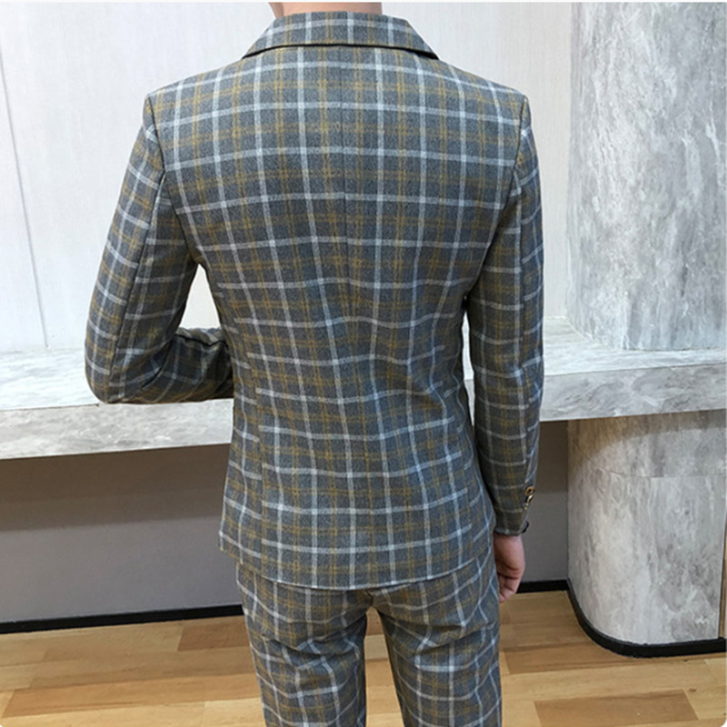 Men's Suits Blazers High quality suit trousers British style overalls casual wedding dress plaid business formal gentleman two-piece suit 230427