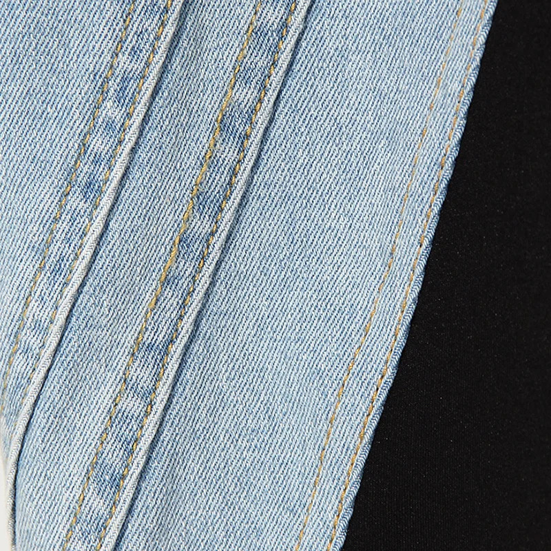 Women's Pants s TWOTYLE Colorblock Patchwork Denim Pencil Pant High Waist Casual Slim Jeans Trousers Female Fashion 2023 Autumn 231127