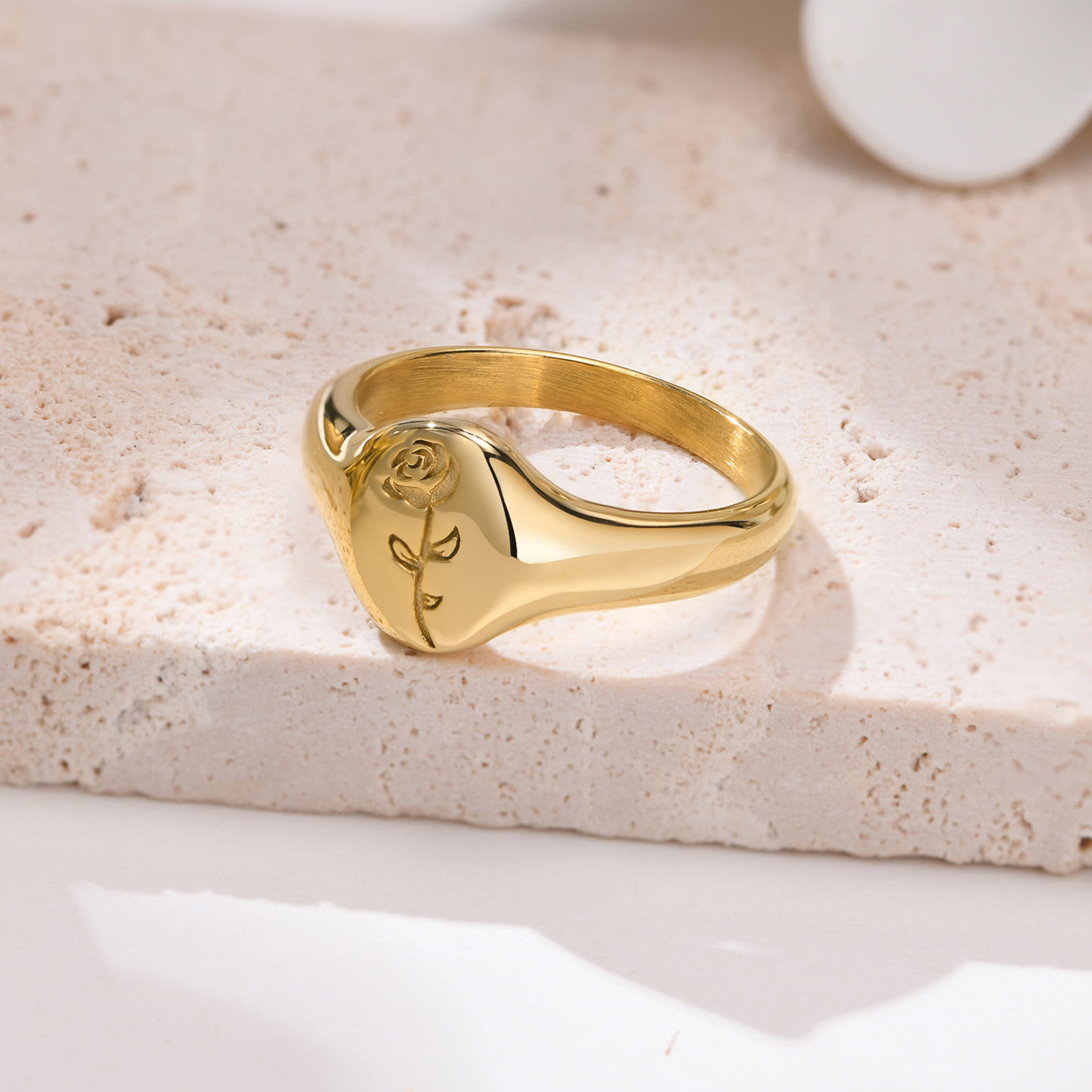 Cluster Rings Pinky Ring Signet Ring Men Women Ring Stainless Steel Floral Signet Rings CZ North Star Ring 230426