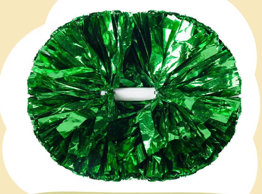 Metallic Holographic Cheerleader Pom Poms with Baton Handle Professional Cheer Pompoms for Sports Team Spirit Party Training Costume Accessories