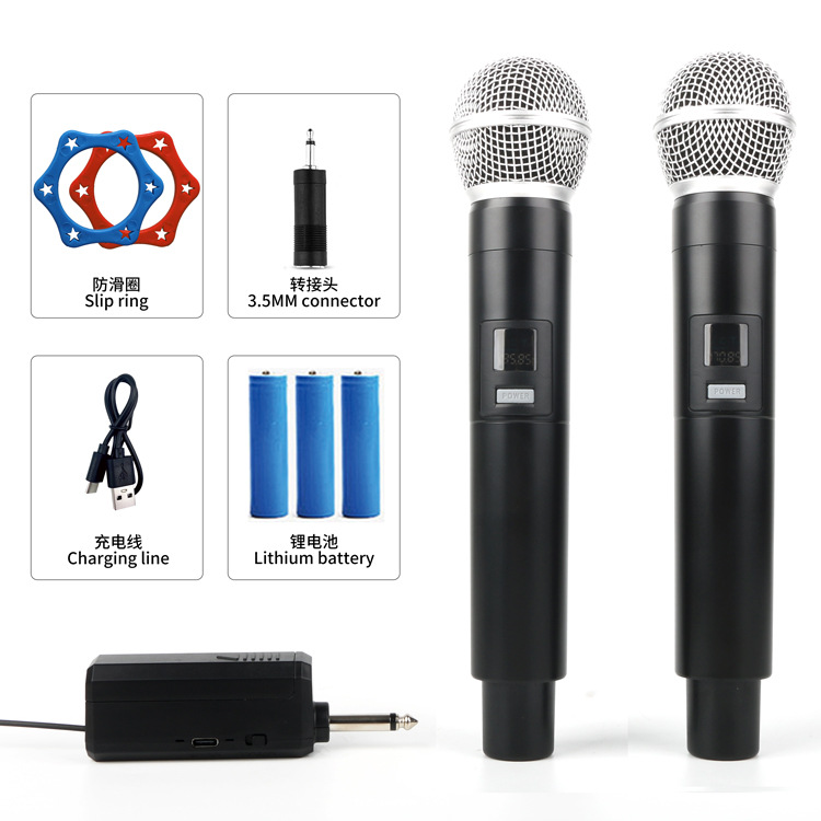 Wireless Universal Microphone Microphone Live Sound Card Amplifier Mixer Professional Handheld Dynamic Mic Karaoke System Micphone with Receiver