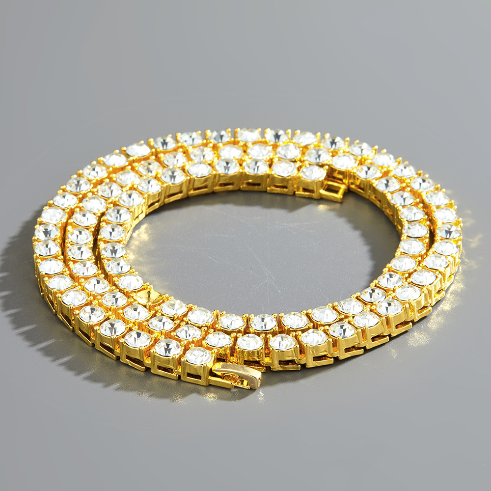 3/4/5mm Tennis Chains, Iced Out Single Row Necklaces, Rose Gold Sier Pink Women Men Fashion Round Dia Rhie Bg Hip Hop Jewelry Bracelet Gifts