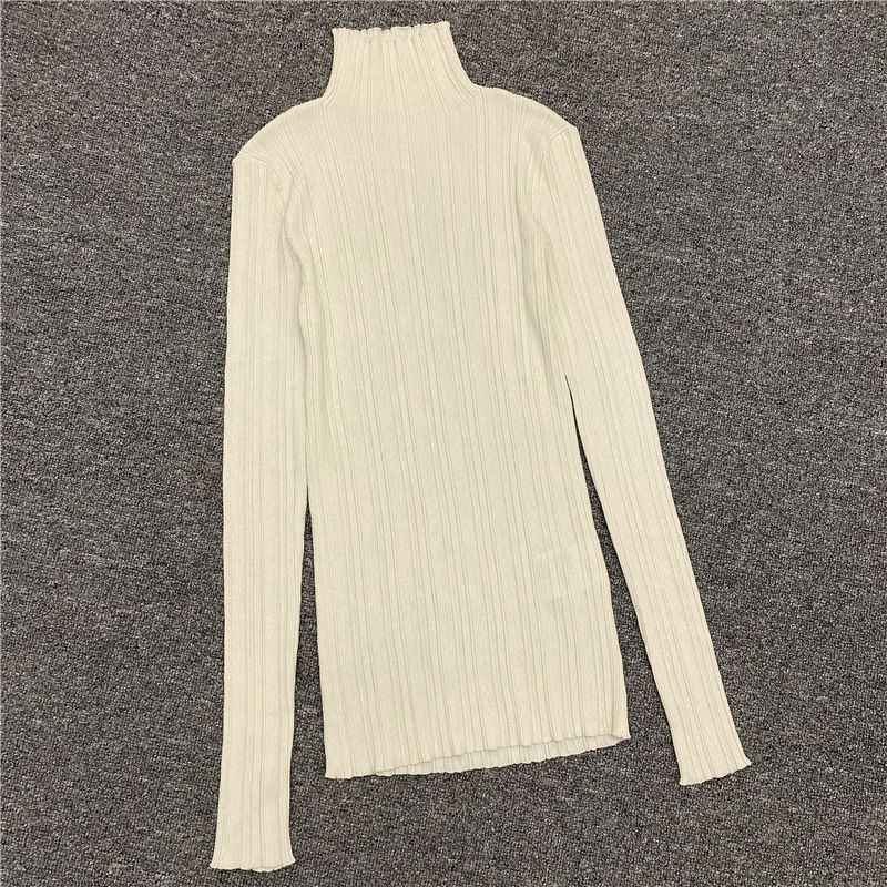 tt Women Semi-turtleneck Style Knit Base Slim-fit Top