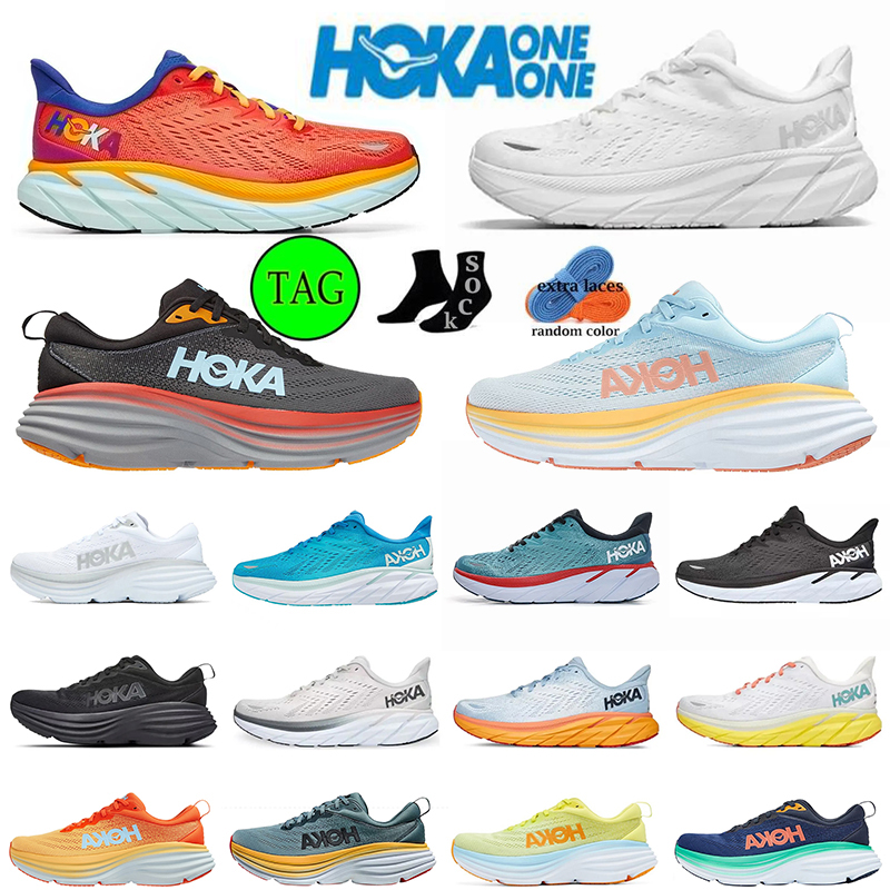 

HOKA ONE Bondi 8 Running Shoes Carbon X 2 authentic triple black white runners sneakers Lightweight shock absorption amber yellow clifton offs women mens trainers, A32 clifton 8 (3) summer song ice flow