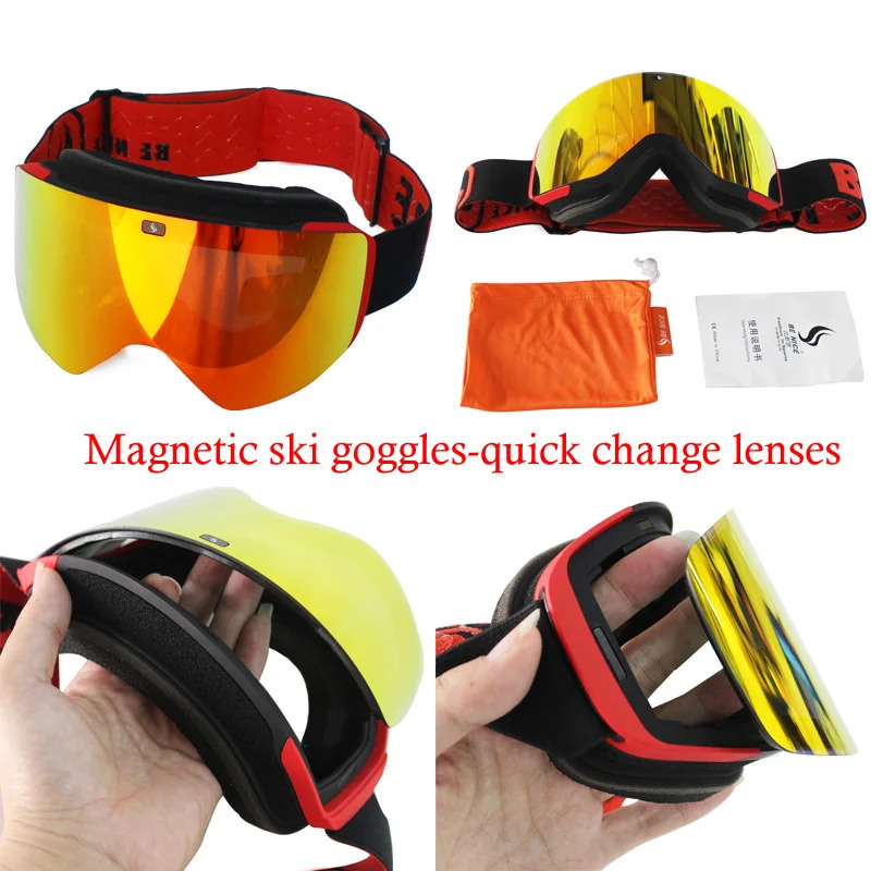 Ski Goggles Double Layer Magnetic Polarized Lens Skiing Antifog UV400 Snowboard Men Women Glasses Eyewear 231127