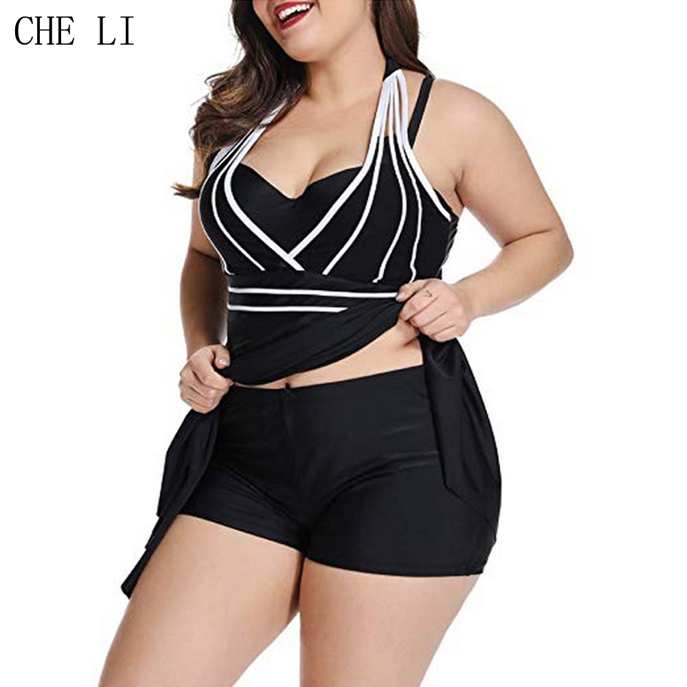 Women's Plus Size Tracksuits Swimwear 5Xl High Waist Twece Bikini Set Sexy Halter Neck Strap Up Summer Clothes Outfits Woman Swimsuit 230426