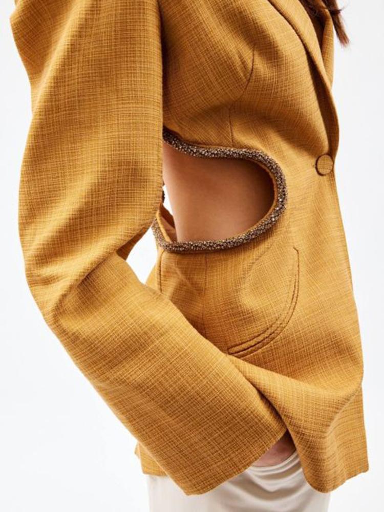 Pants DEAT 2022 Autumn And Autumn New Korean Fashion Back Hollow Out Temperament Sexy Solid Color Women Blazer 7C223