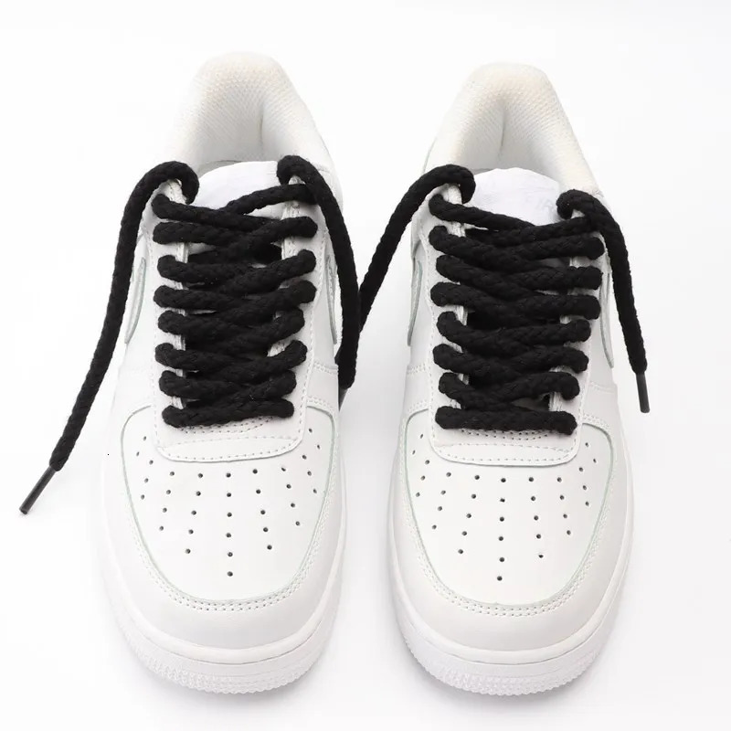 Shoe Parts Accessories 1Pair 8mm Bold Round Shoelaces Quality Linen Cotton Sneakers Laces for Shoes A laces 100 120 140 160 180CM Shoestrings 231127