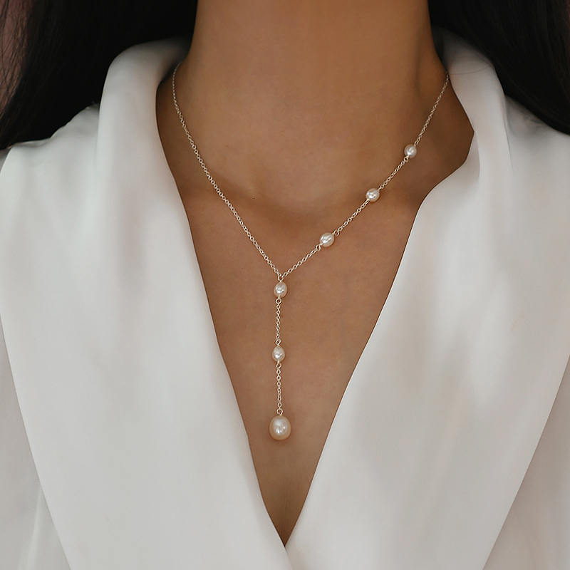 Pendant Necklaces ASHIQI Real S925 Sterling Silver Natural Freshwater Pearl Pendant Necklace Jewelry for Women 230426