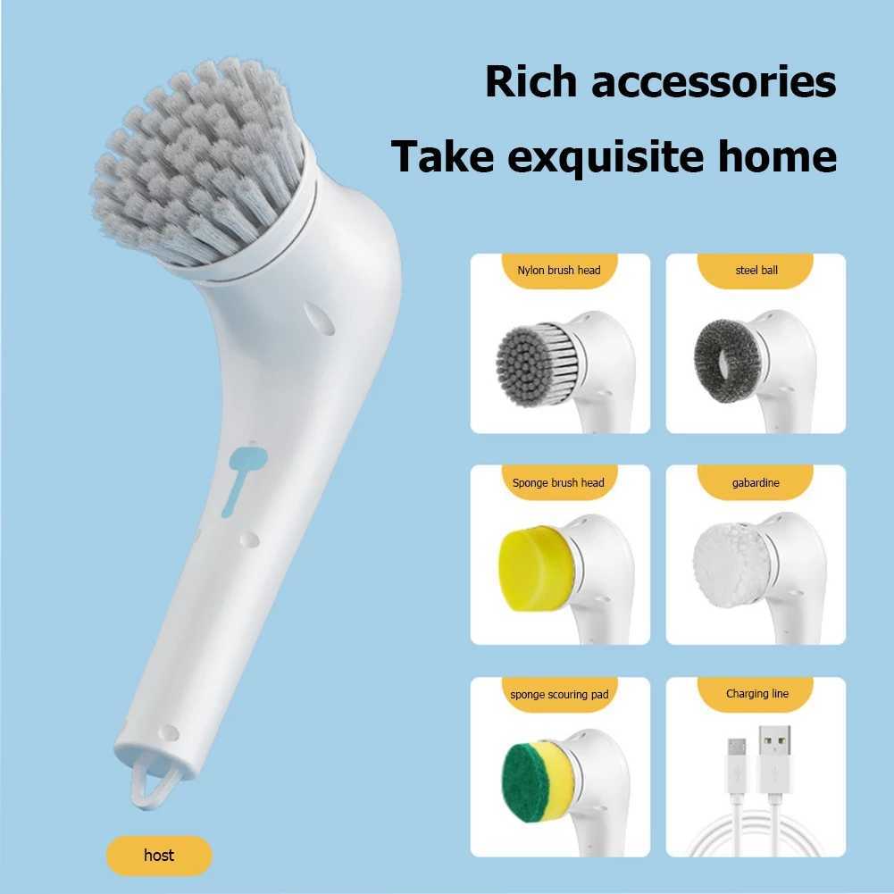 5 in 1 Electric Cleaning Handheld Kitchen Bathroom Wash Brush WaterProof Sink Clean Tool Multifunctional Bathtub Cleaner