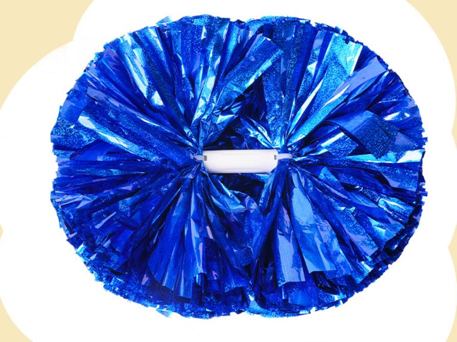 Metallic Holographic Cheerleader Pom Poms with Baton Handle Professional Cheer Pompoms for Sports Team Spirit Party Training Costume Accessories
