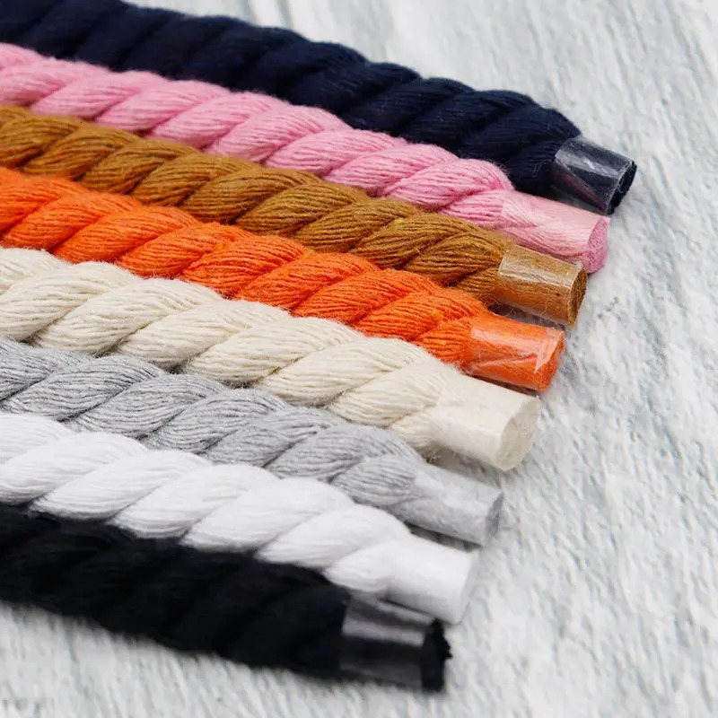 Shoe Parts Accessories 8 Color Round High Quality Polyester Cotton Thick Rope Laces 0 8cm Wide 60 180cm Multiple Sizes Solid Personalized 231127