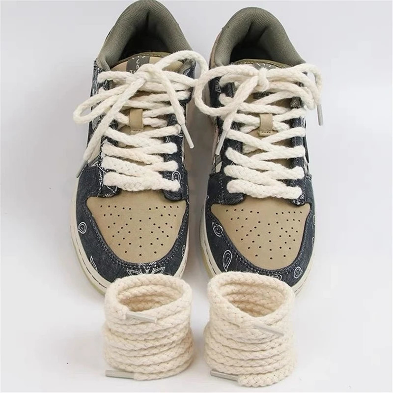 Shoe Parts Accessories Linen Cotton laces 7mm Bold Round Shoelaces for Sneakers Laces Shoes Boot Shoelace 100 120 140 160 180CM Shoestrings 1Pair 2311