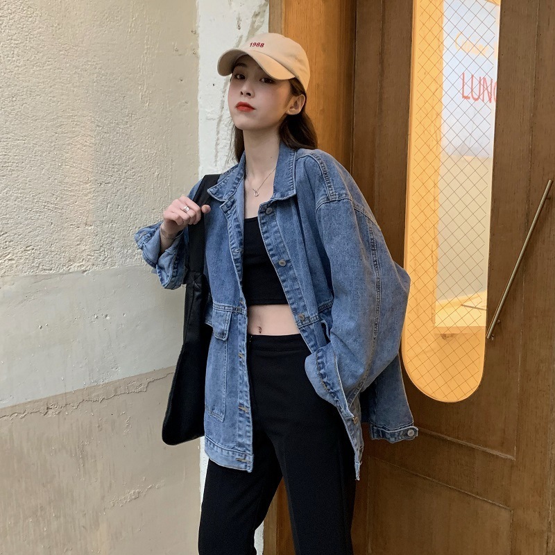 Women's Jackets Spring Autumn Fashion Loose Women Denim Jackets Single Breasted Big Pocket BF Style Vintage Classic Jean Coat Oversize 230427