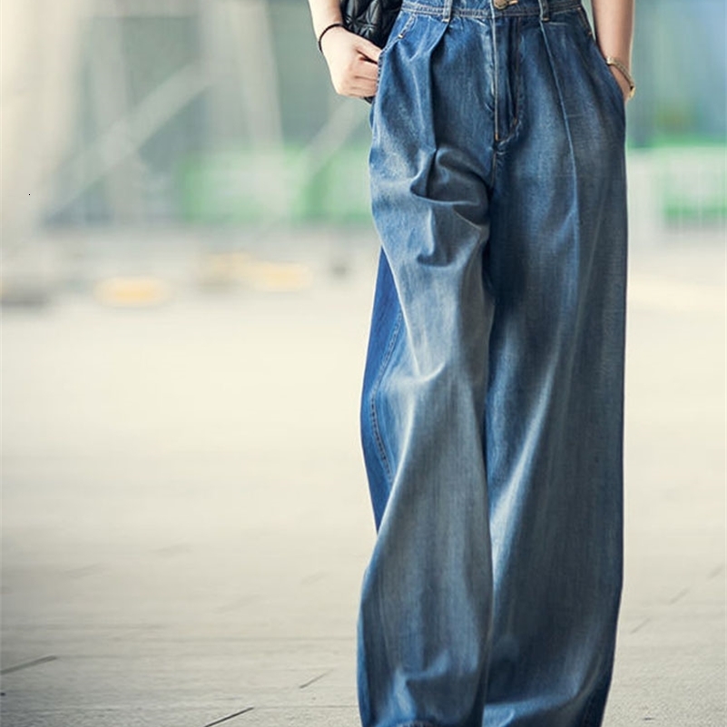 Women's Jeans Jeans Women's Wide-leg Jeans y2k Streetwear High Waist Vintage Trousers Casual Simple Blue Buttons Straight Denim Long Pant 23