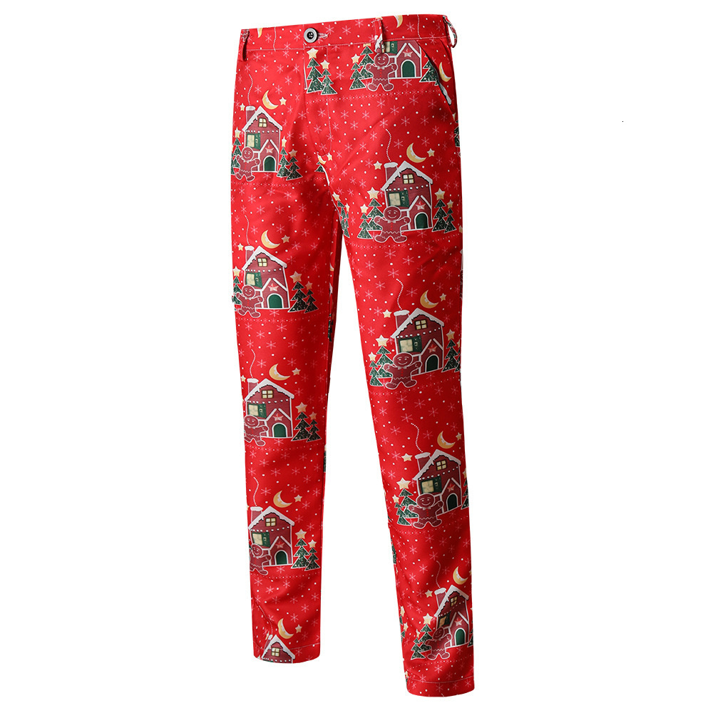 Men's Suits Blazers Boutique Men's S-4XL suit Trousers Men's Casual and Comfortable Christmas Fashion 3D Printing Christmas Tree 2-piec