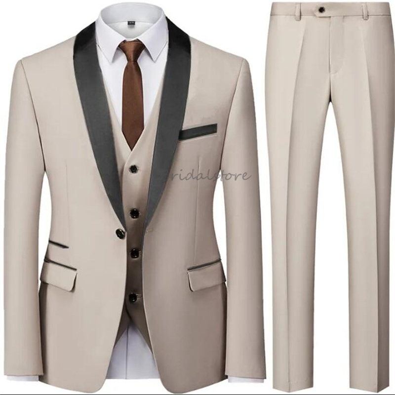 Fitted White Gray Wedding Tuxedos 2024 Peak Lapel Blazers Bespoke 3 Pieces Male Bussiness Slim Outfit Suit Royal Blue Burgundy Formal Prom Men Party S