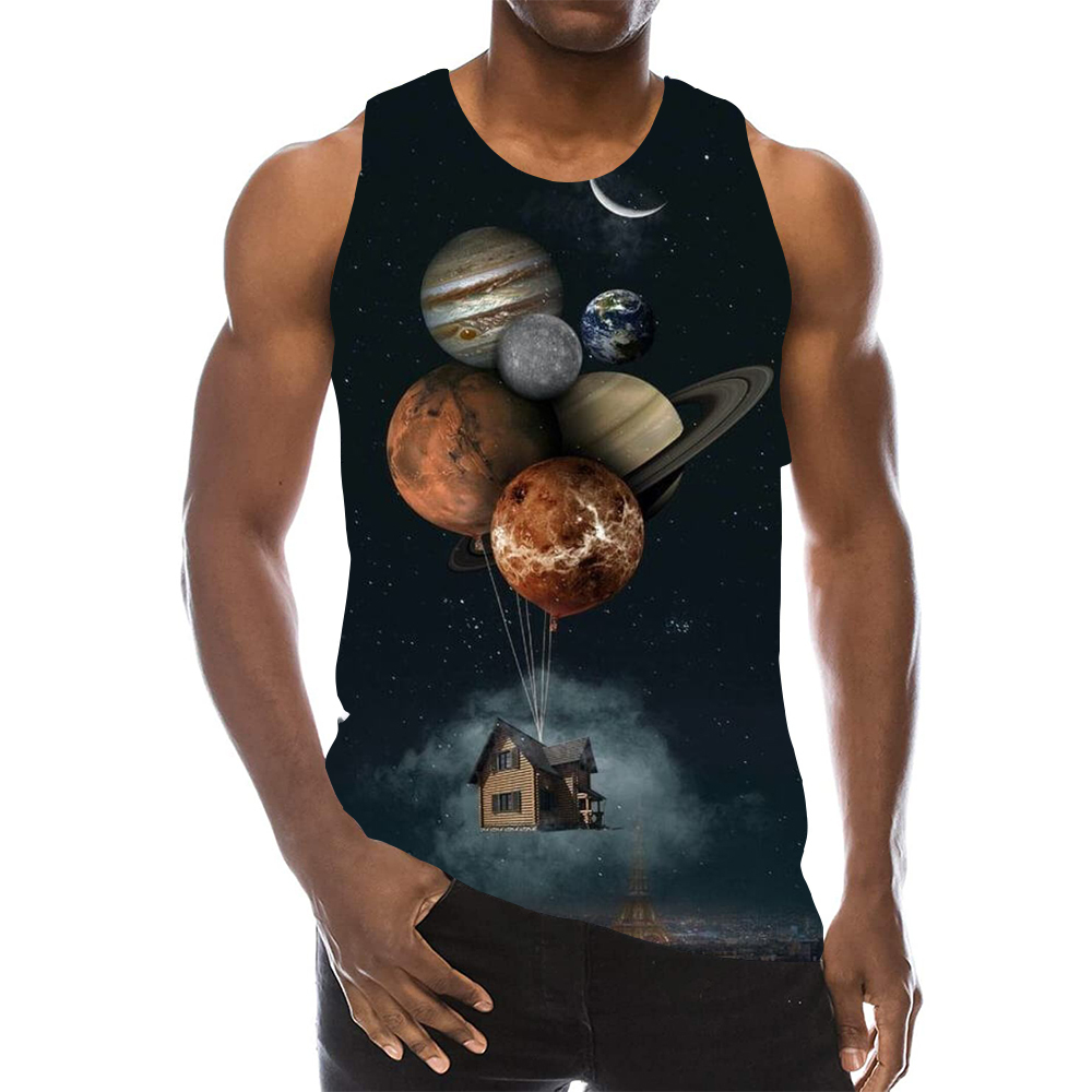 Men's Tank Tops Galaxy For Men 3D Print Gym Sleeveless Space Pattern Graphic Tees Boys Beach Vest 230426