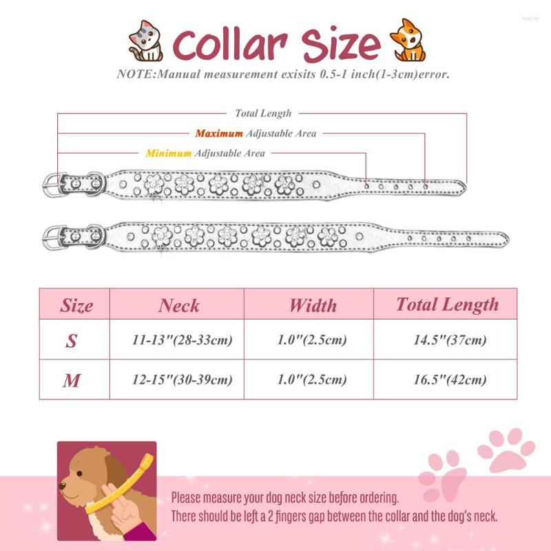 Dog Collars Dog Collars Bling Rhinestone Collar Necklace PU Leather Cat Puppy Necklaces With Crystal Pet Accessory For Small Medium Dogs H250219