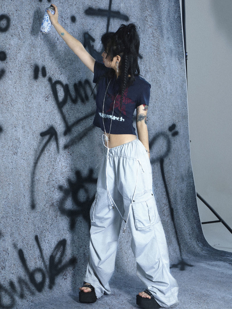 Women's T Shirt KOSAHIKI Vintage Y2k Kaus Crop Top Estetika Wanita Grunge Femme Cetak Bintang Punk Gothic Streetwear Grafis 230427
