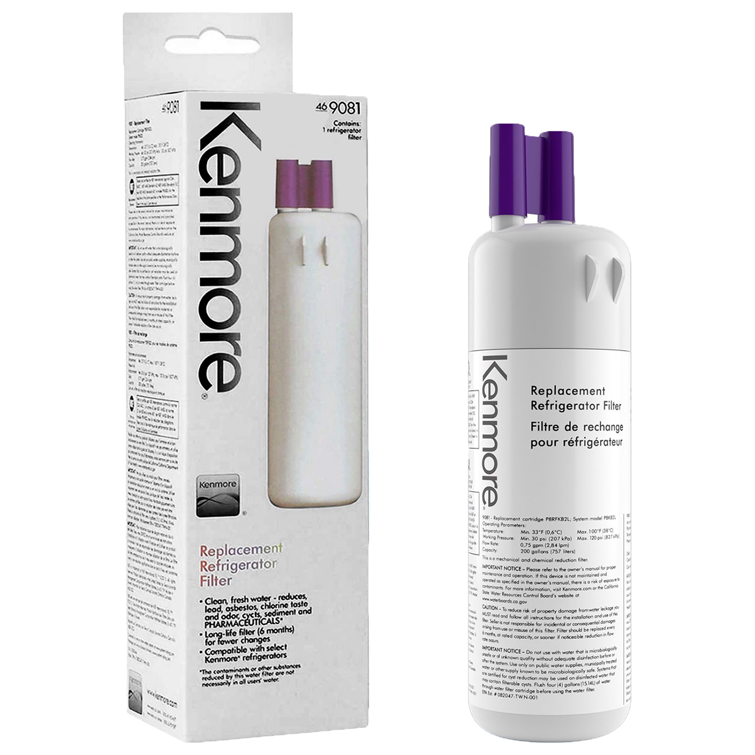 Kenmore 9081 Replacement Refrigerator Water Filter, 469081, P8RFKB2L, 9930, or 469930
Kenmore 9081 Replacement Refrigerator Water Filter, 469081, P8RFKB2L, 9930, or 469930