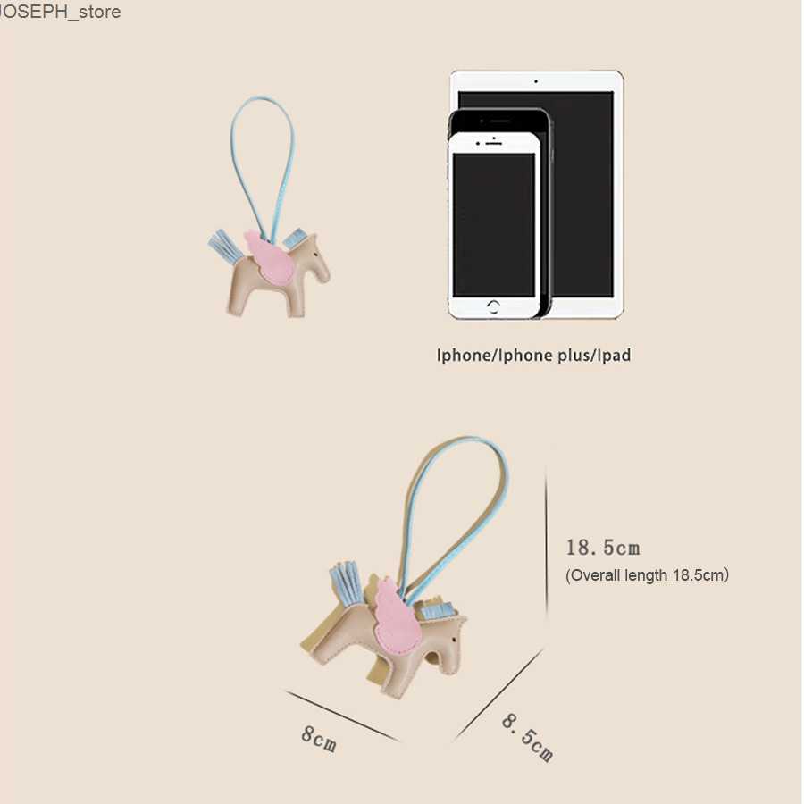 Key Rings MPPM Trendy Designer PU Leather Wings Flying Horse Keychain H Pony Pendant Decoration For Ladies Bag Charm Accessories J230427