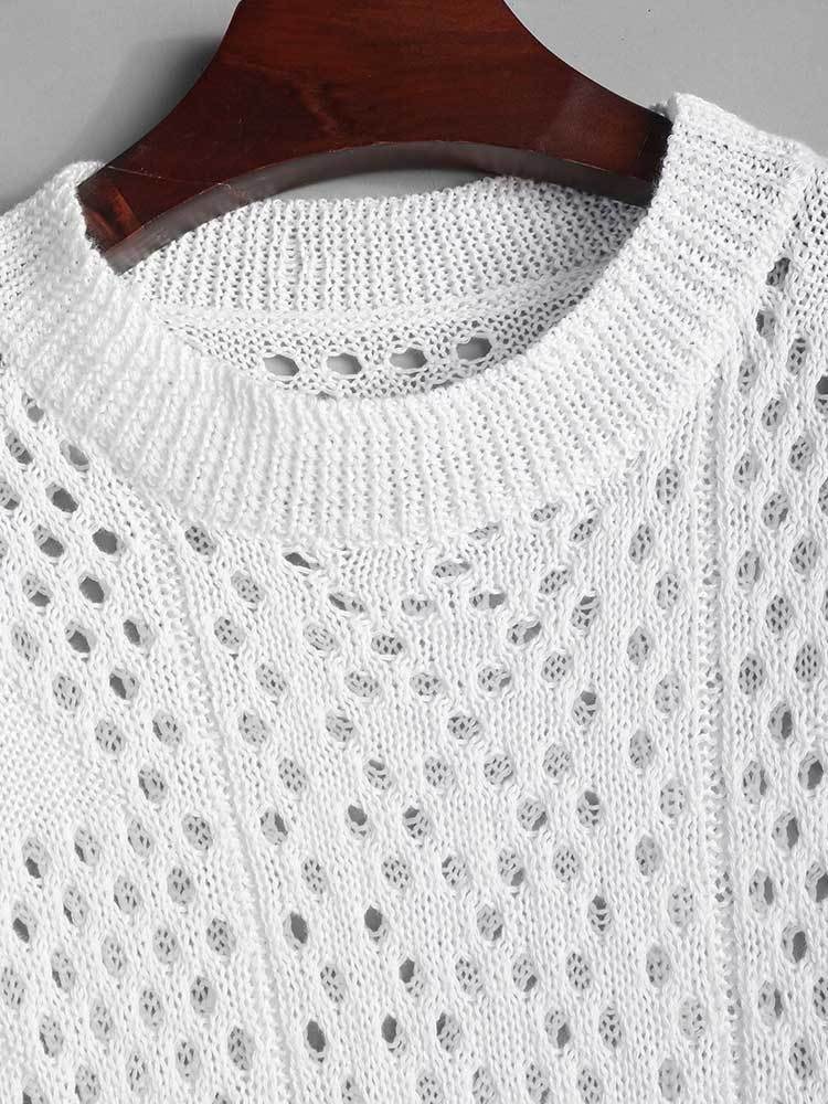 Men's Tank Tops Solid for Men Hollow Out Knitted Sweater Vest Sleeveless SeeThrough Summer Streetwear Beach Z5082202 230426