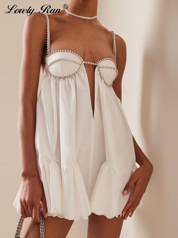 Casual Dresses Sexy Chain Fold Slip Dress Women Ruffle Tube Tops Mini Sleeveless Female Summer Fashion Solid Ladies Vestidos 230426