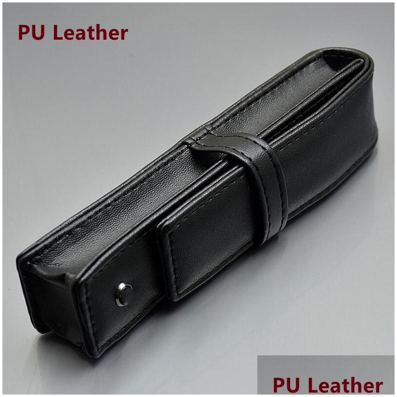 wholesale Pencil Bags High Quality Black Leather Pen Bag Office Stationery Fashion Case For Single Drop Delivery School Business Industrial Su Dhwmd