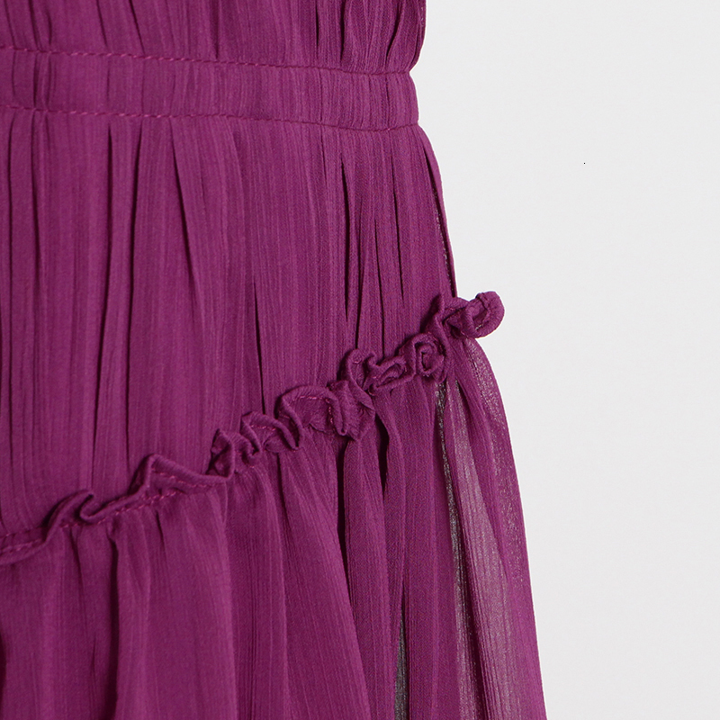 Casual Dresses TWOTWINSTYLE Vintage Ruched Dress For Women Stand Collar Sleeveless High Waist Chiffon Midi Female Fashion 230427