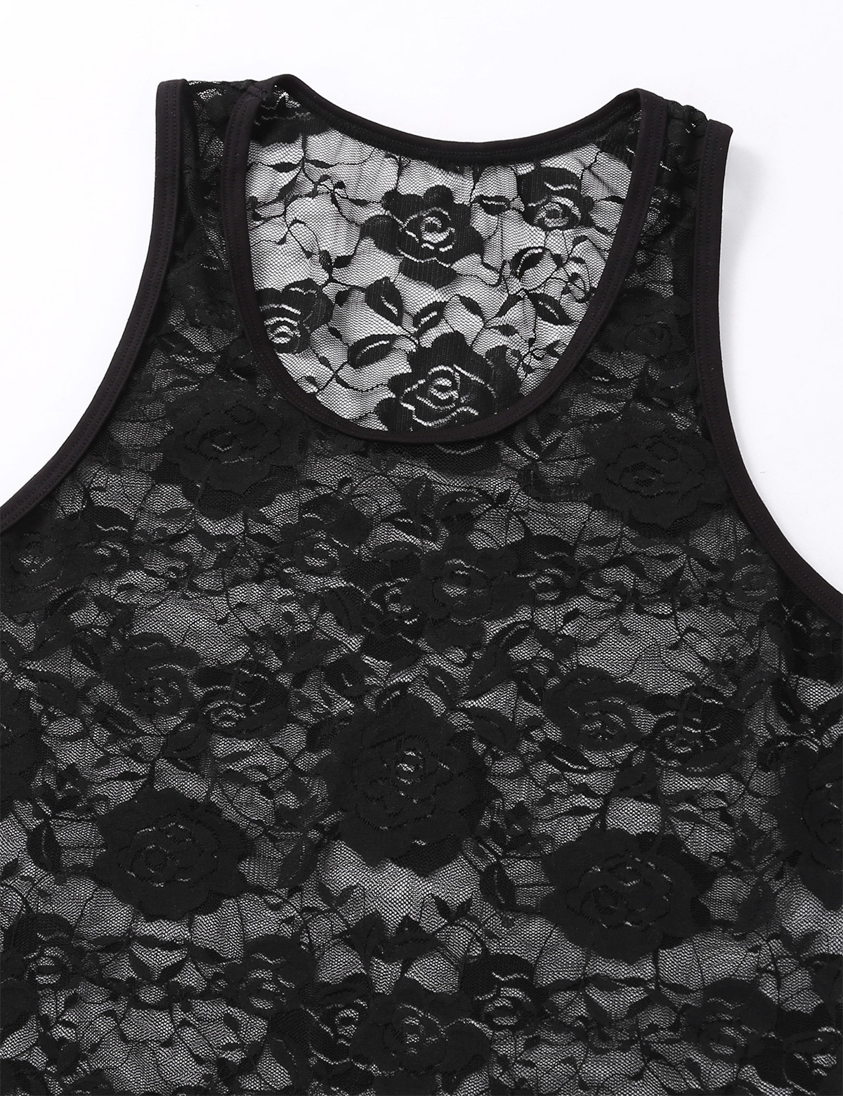 Men's Tank Tops Mens Sissy Sexy See Through Lingerie U Neck Sleeveless Stretchy Floral Lace Muscle Fitted TShirt Undershirt Crop 230426