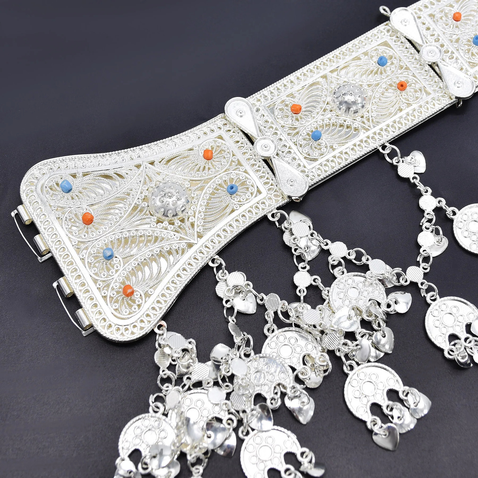 Other Fashion Accessories Afghan Oxidized Silver Color Metal Belly Chains for Women Female Big Wide Heavy Dance Dress Belt Waist Chain Party Jewelry G