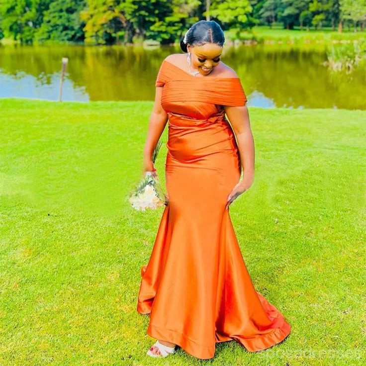 Elegant Long Burnt Orange Bridesmaid Dresses African Black Girls Maid of Honor Gowns Robe De Soiree De Mariage 2024