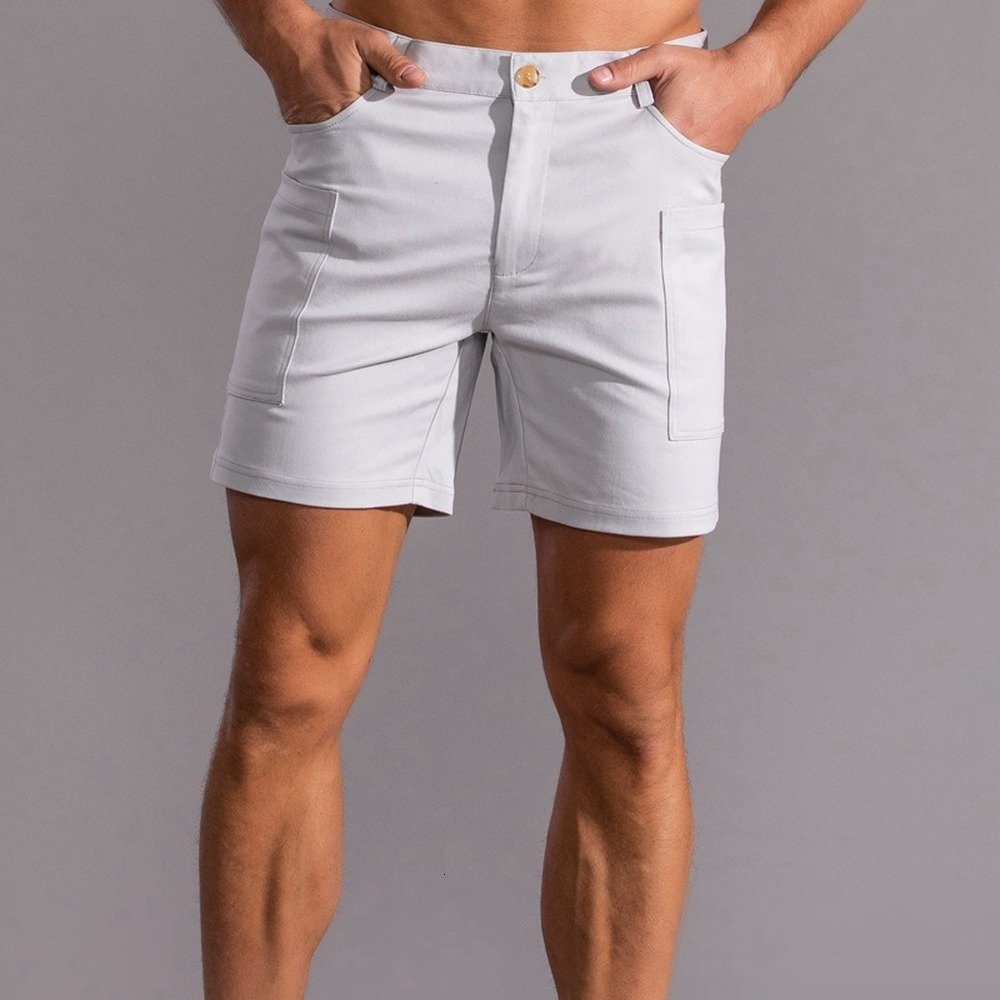 Men's Shorts White Shorts Men Bermuda Shorts Streetwear Pure Cotton Knee Length Casual Short Pants Work Trousers Summer Fashion Bottoms 230428