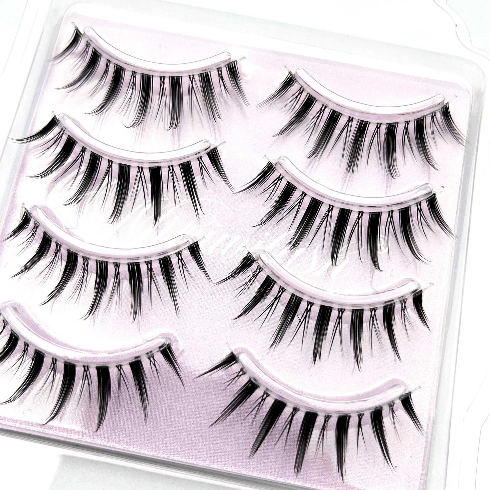3 PCFalse Eyelashes Mikiwi Manga Lashes japanese Clear Band Multipack False Eyelashes Natural Look Anime Strip Lashes Wispy Lashes Z0428