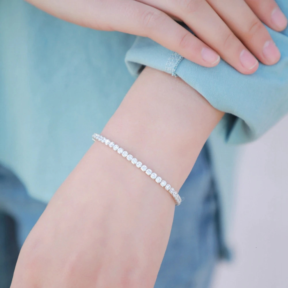 Chain Wong Rain 925 Sterling Silver Lab Sapphire High Carbon Diamonds Gemstone Wedding Tennis Bracelet Bangle Fine Jewelry Wholesale 231128