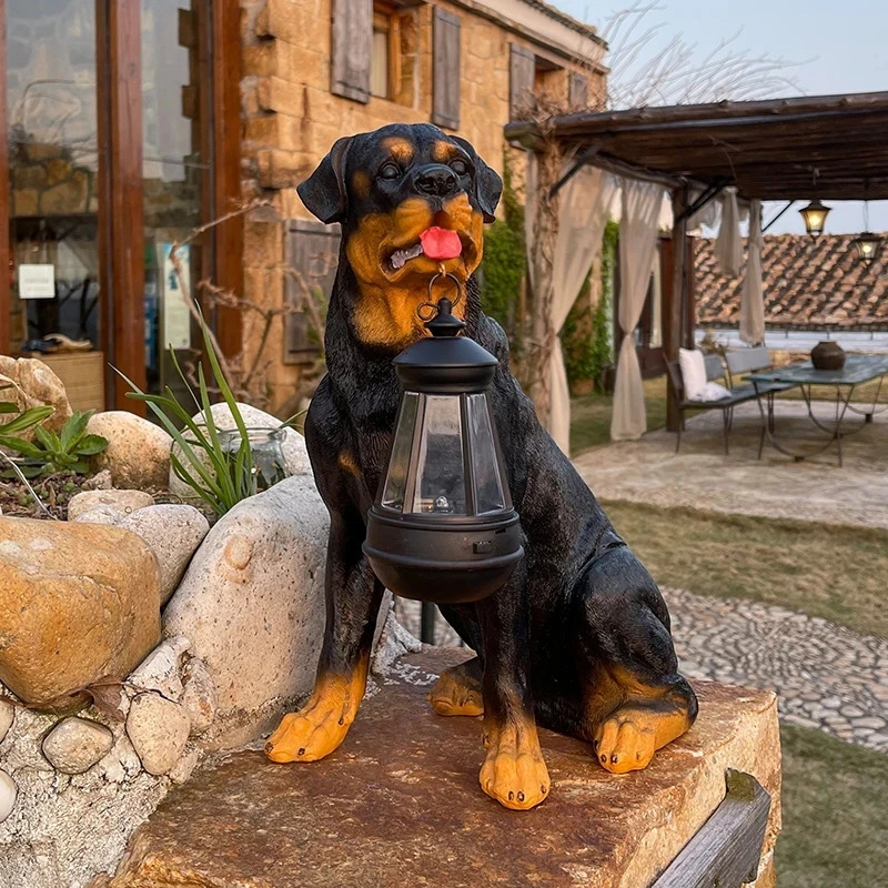 Garden Decorations Solar Simulation Animal Light Outdoor Waterproof Resin Dog Statues Led Night Lights For Pathway Yard Wildlife Decoration 231127