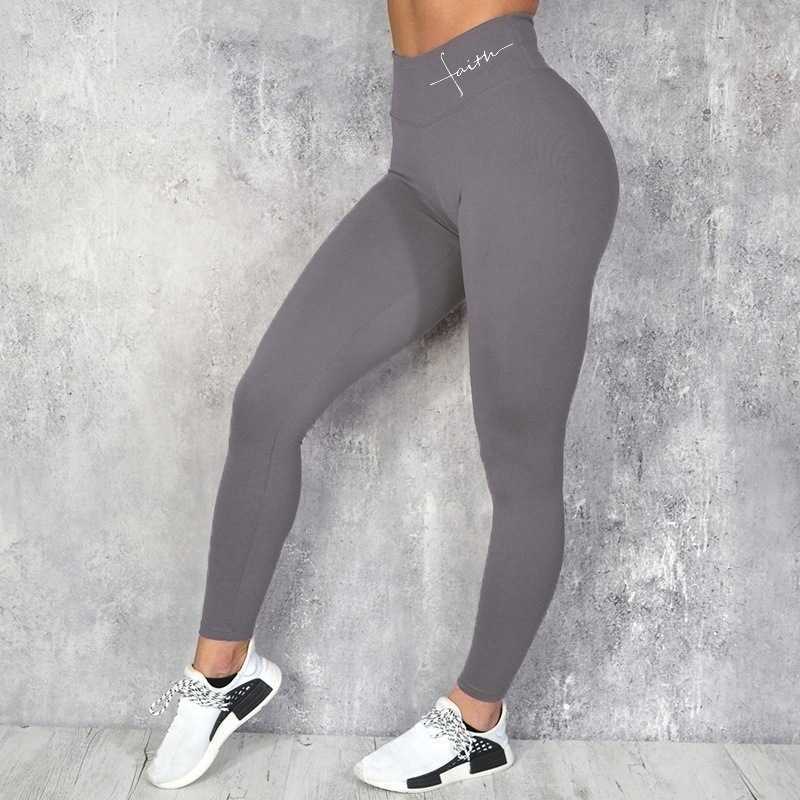 Yoga Outfit Solid Seamless Leggings Women Exercise Pants Lift Hip Waist Letter Female T230428