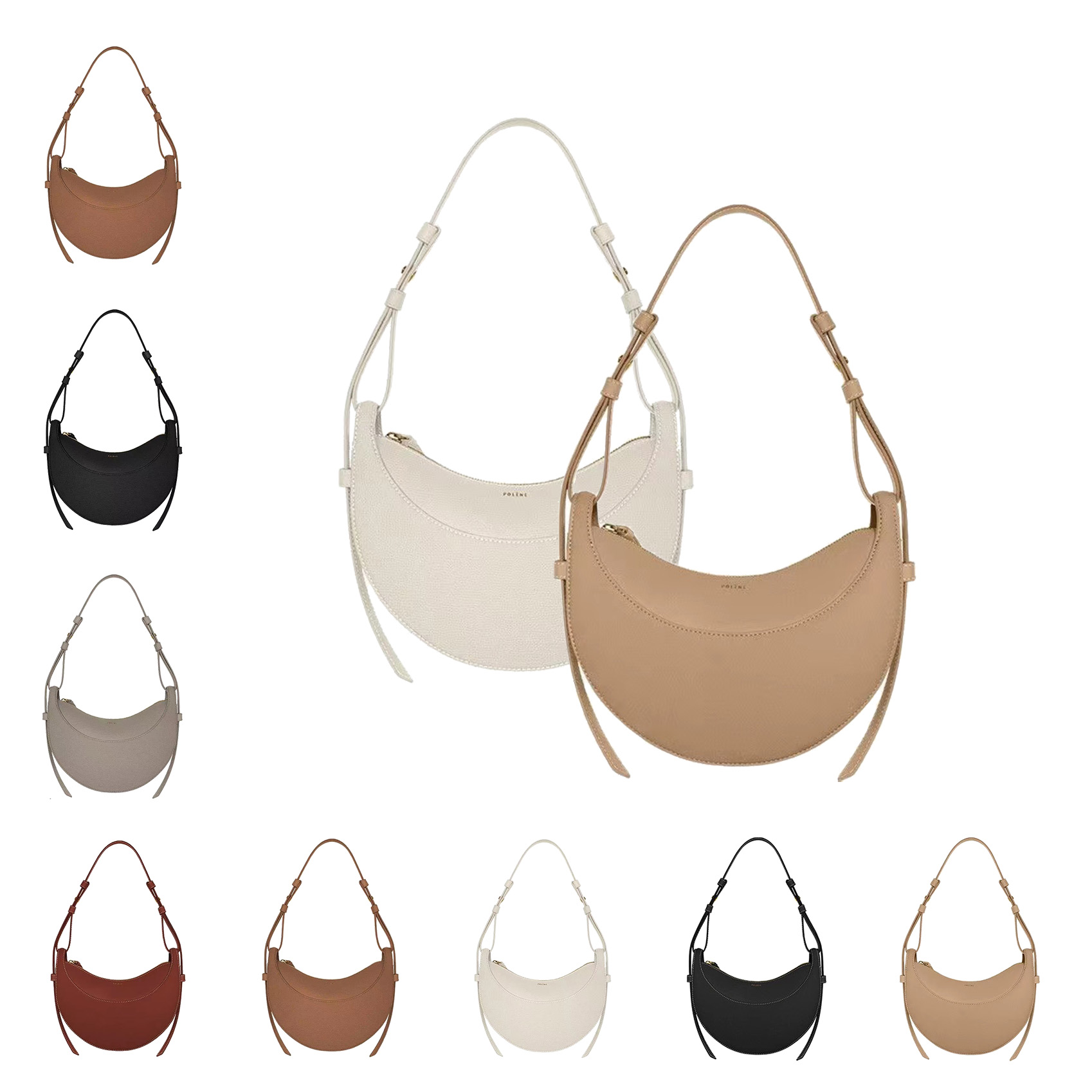 fashion Polene Numero dix clutch bag Smooth Genuine Leather underarm cyme Luxury Hobo tote handbag Designer bag Crossbody Womens mens Hobo half moon Shoulder bags