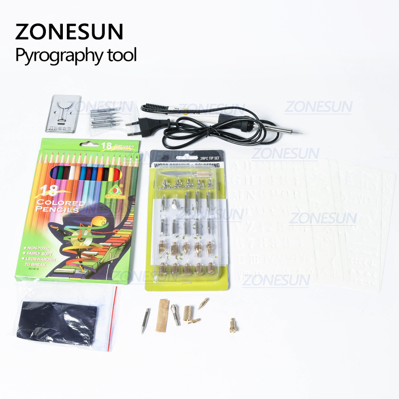 ZONESUN Hot Foil Stamping Soldering Iron Carving Pyrography Tool Wood Bronzing Embossing Burning Soldering Pen Set Welding Tips Kit