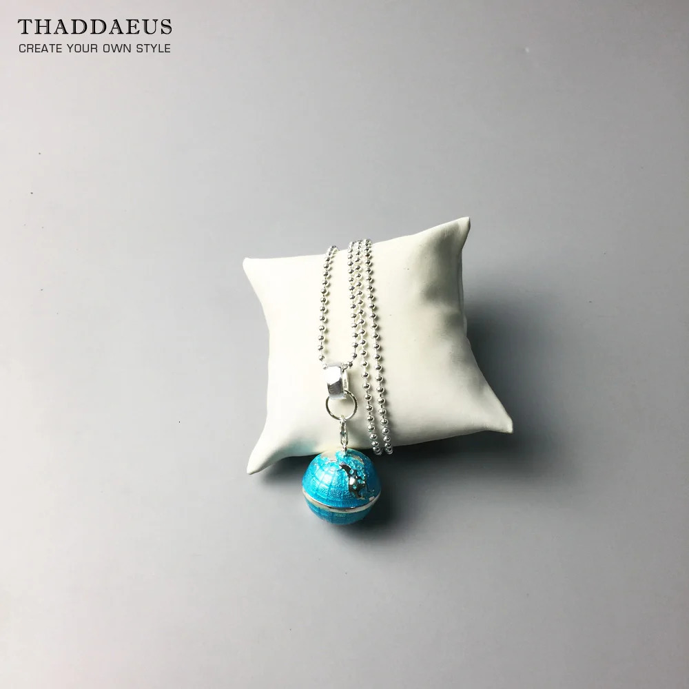 Chokers Beads Necklace Globe Pendant 925 Sterling Silver Rope Chain Fashion Jewelry Europe Bijoux Gift For Men Women 231127