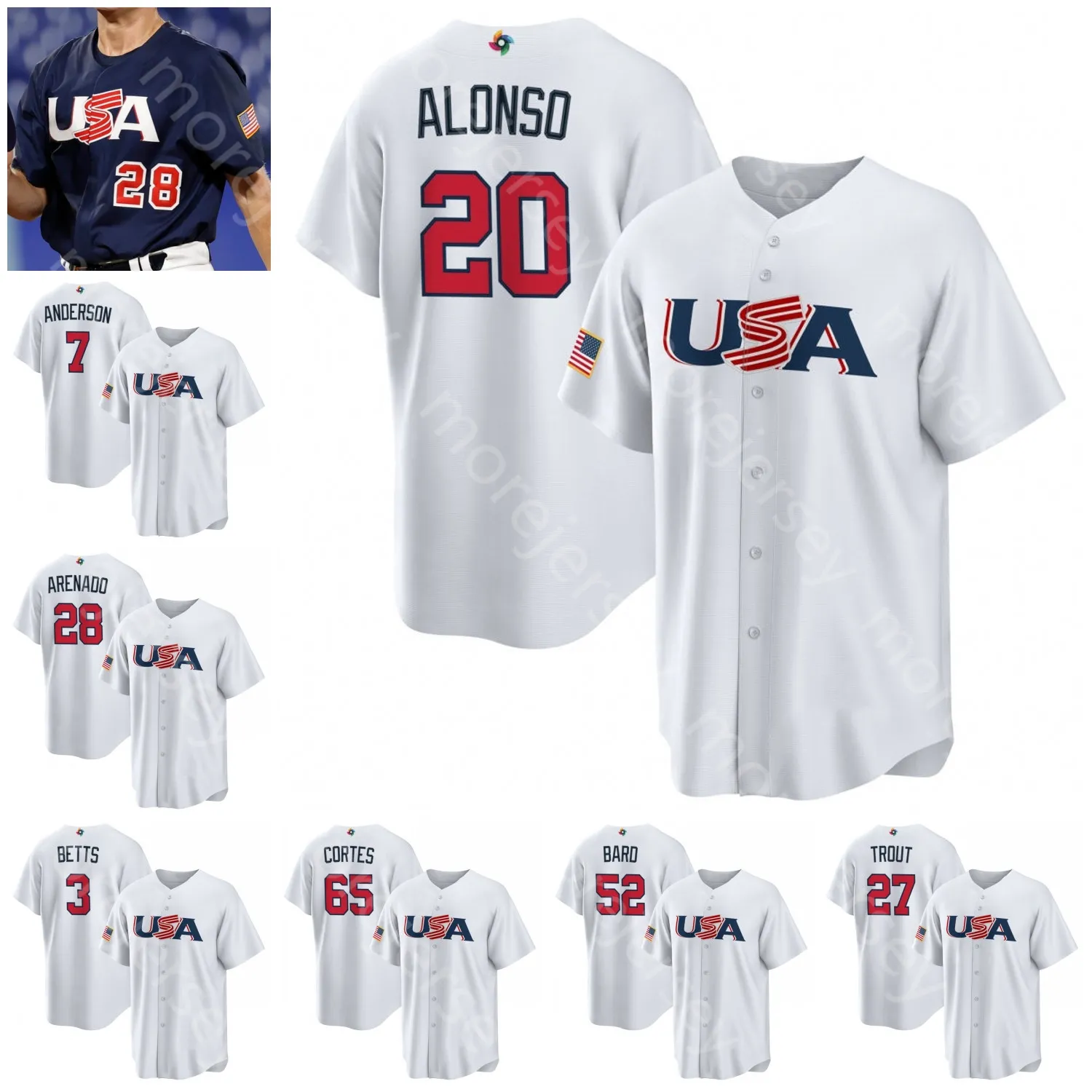 CUSTOM 2023 World Baseball Classic WBC Team USA Jersey Ottavino Bard Williams Brady Singer Pressly Kendall Graveman Kyle Higashioka Lance Ly, 2023 navy
CUSTOM 2023 World Baseball Classic WBC Team USA Jersey Ottavino Bard Williams Brady Singer Pressly Kendall Graveman Kyle Higashioka Lance Ly, 2023 navy