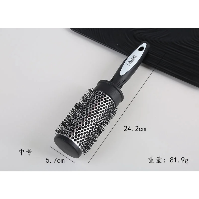 Hair Styling Hair Brush Nylon Comb Cylinder Curly Hair Rolling Comb Thermal Aluminum Tube Round Barrel Hair Comb Curly Tool 231128